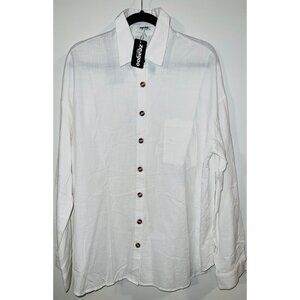 New Zeagoo 3-pc XXL White Loose-Fit Button-Down Shirt, Cami Top & Shorts Set NWT